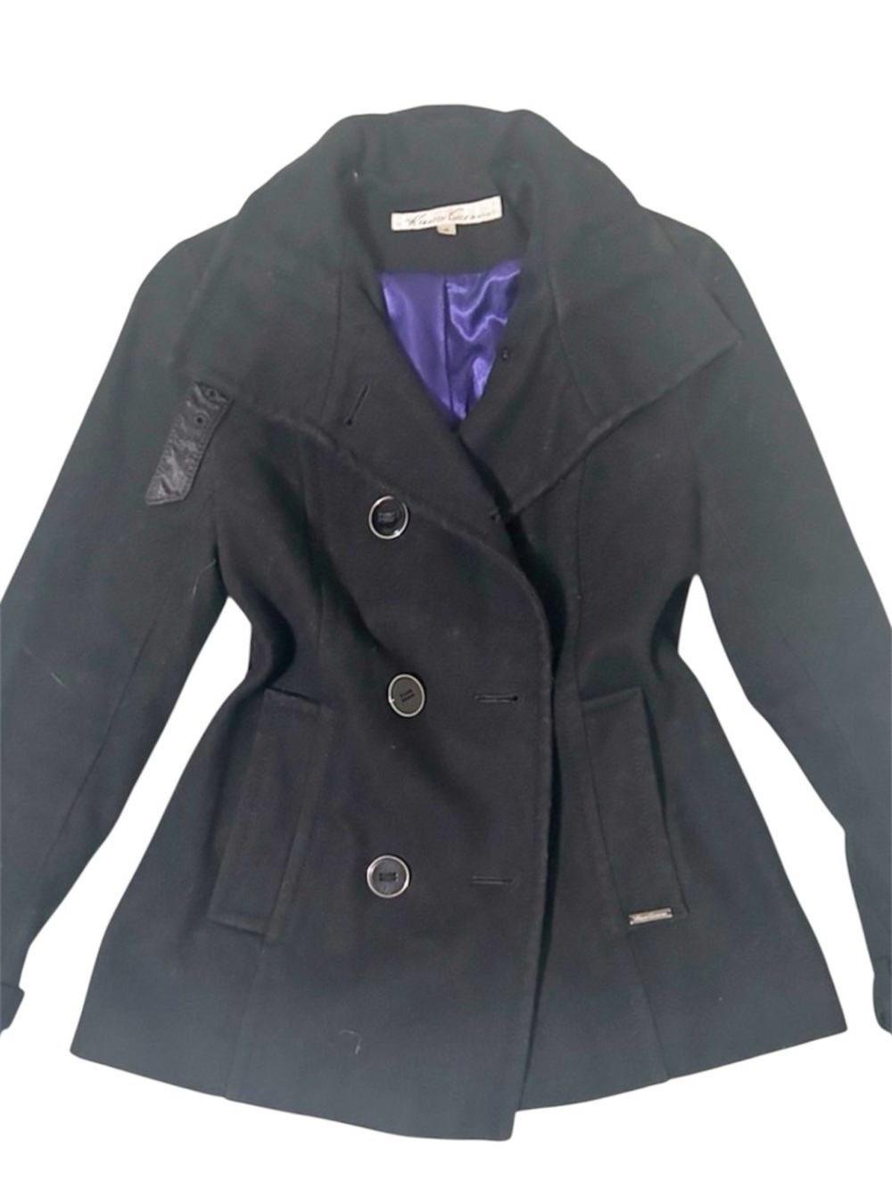 2017 Kenneth Cole New York Classic Black Pea Coat